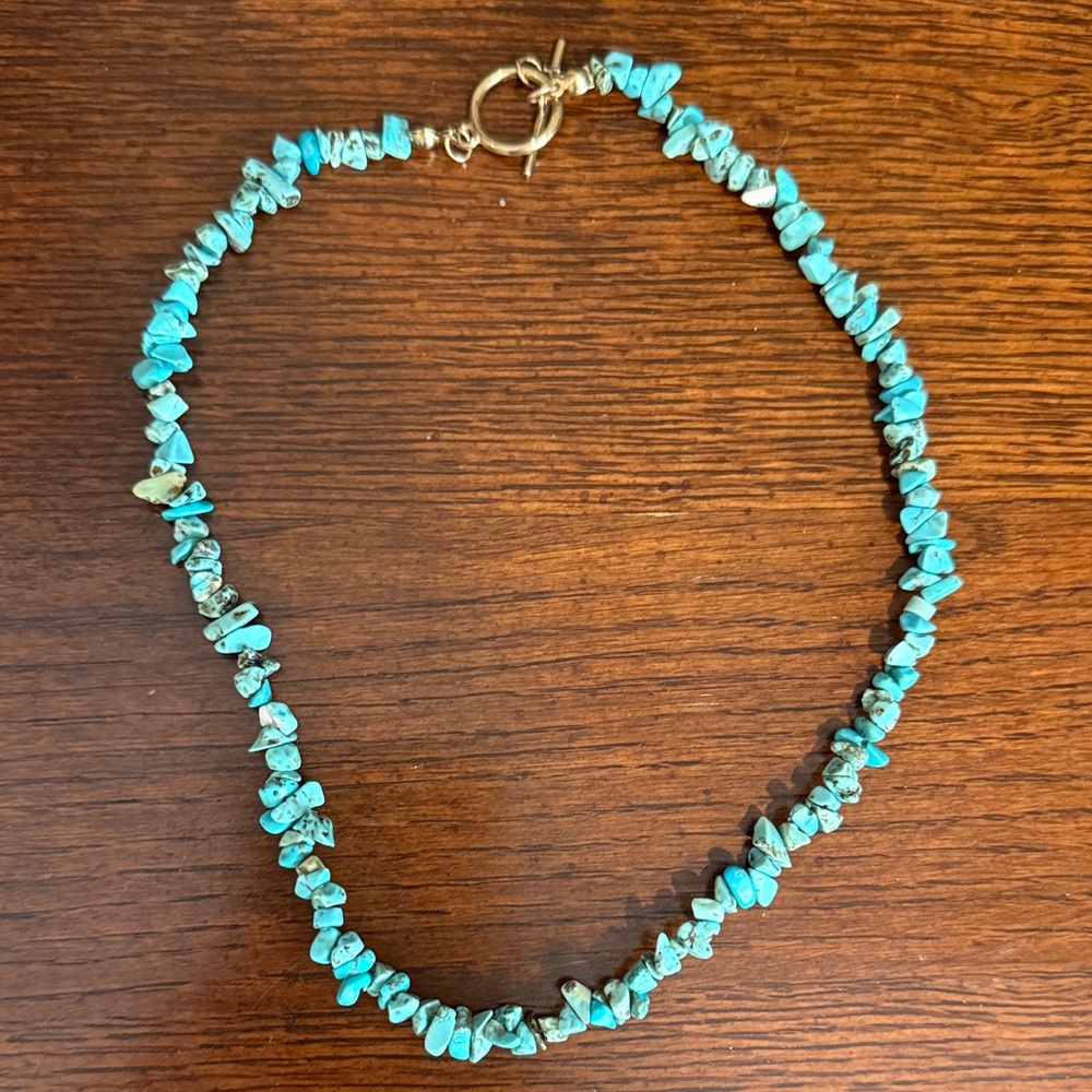 Turquoise Beaded Necklace 16”